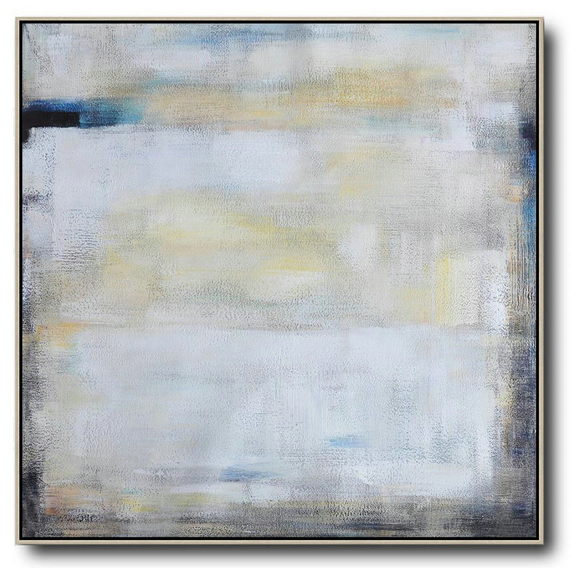 Oversized Contemporary Painting,Abstract Paintings On Sale,White,Yellow,Blue,Black